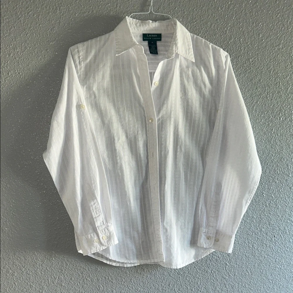 Lauren Ralph Lauren Textured White Dress Shirt - Picture 3 of 9